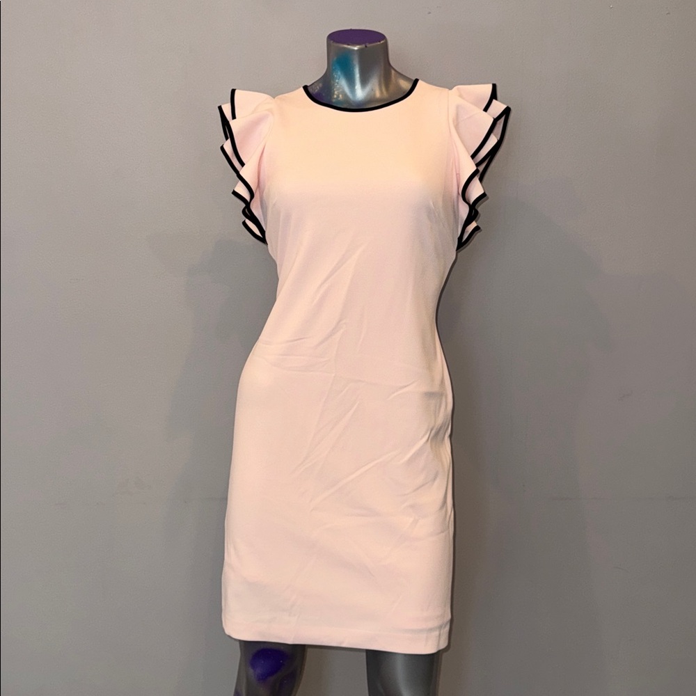 NWT TOMMY HILFIGER Pink, Black Flutter-Sleeve Fit & Flare, size 10